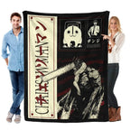 Chainsaw Man Manga Theme Flannel Fleece Blanket - Fluffy Cozy, Soft Warm, Anti-Pilling, Wrinkle-Resistant, Vibrant Cartoon Character Print Denji & Pochita, Multi-Size All-Season Indoor/Outdoor AC Bedding Gift for Manga Fans, Fluffy Cozy Blankets