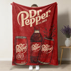 Vintage Three cans Dr Pepper Flannel Throw Blanket cozy soft fluffy lightweight slogan print soft fleece blanket flannel throw personalized flannel gift
