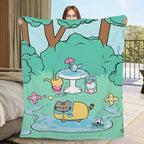 Pusheen Cat Plush Blanket Ultra Soft Flannel Fabric Adorable Kawaii Design Perfect Couples Gift For Anime Fans Cuddle Essential Cozy Nights Snuggle Companion office nap cover flannel portable throw blanket