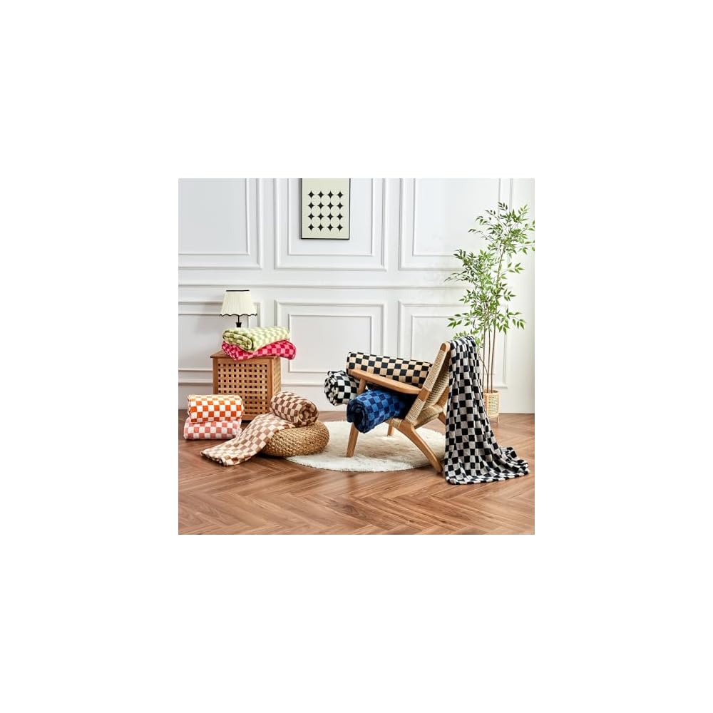 Checkered Flannel Fleece Throw Blanket Soft Cozy Checkerboard Grid Print Chessboard Gingham Pattern Blankets for Bed Couch Sofa, 50"x60", Sage Green