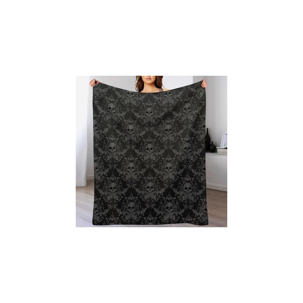 Bat Flower Fleece Throw Blanket for Couch Adults Teens 40" X 50"