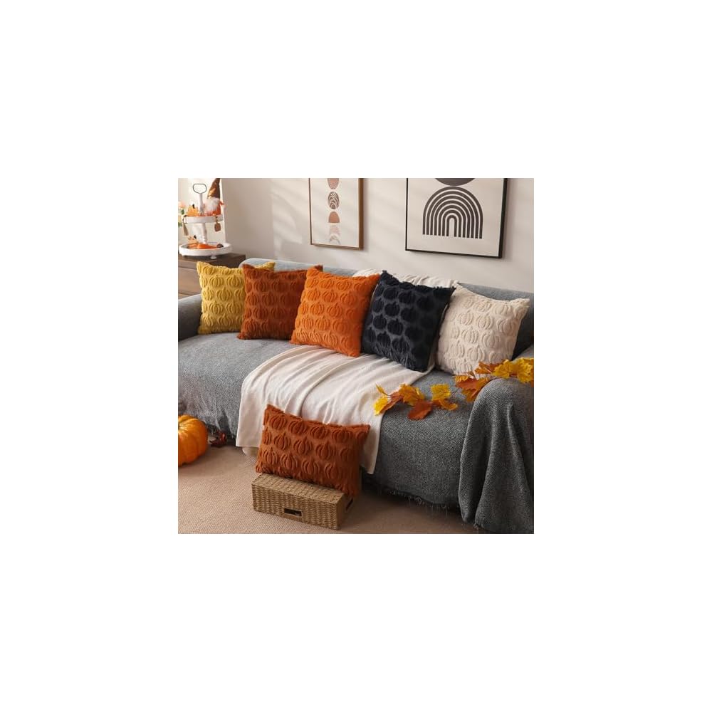 Fall Pillow Covers 18x18 2Pcs Rust Pumpkin Fall Decorations for Home