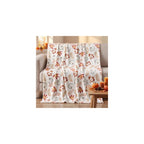 Fall White Pumpkin Orange Leaves Flannel Throw Blanket 60x80