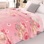 A Romantic, Comfortable, And Beautiful Snowflake Fleece Blanket with Peony Pattern That Is Beautiful And Timeless, Suitable for All Seasons