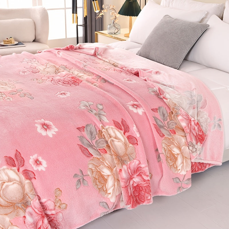 A Romantic, Comfortable, And Beautiful Snowflake Fleece Blanket with Peony Pattern That Is Beautiful And Timeless, Suitable for All Seasons