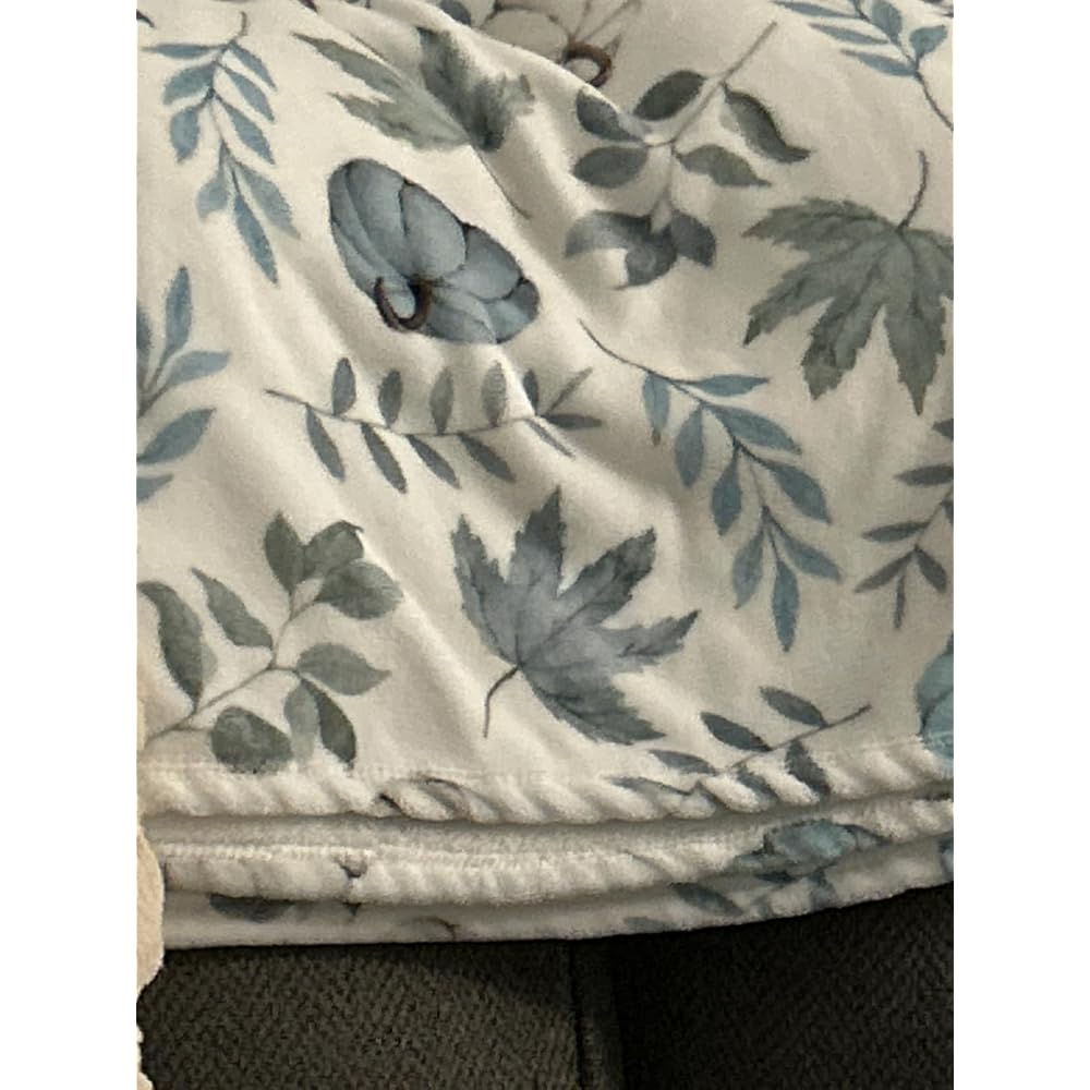 Fall White Pumpkin Orange Leaves Flannel Throw Blanket 60x80