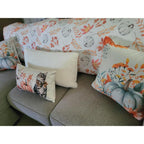 Fall White Pumpkin Orange Leaves Flannel Throw Blanket 60x80