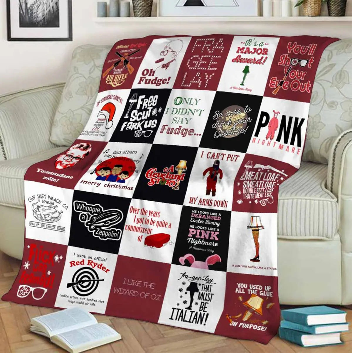National Lampoon's Christmas Vacation Premium Fleece Mink Sherpa Blanket - Griswold Family, Clark Griswold Themed, Wrinkle Resistant, Super Soft Home Room Decor, Thanksgiving Gift for Child, Sizes 30x40in,40x50in,50x60in,60x80in (Baby Option)