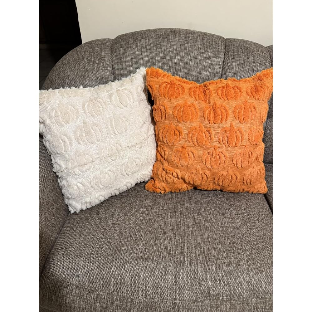 Fall Pillow Covers 18x18 2Pcs Rust Pumpkin Fall Decorations for Home