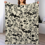 Bat Flower Fleece Throw Blanket for Couch Adults Teens 40" X 50"