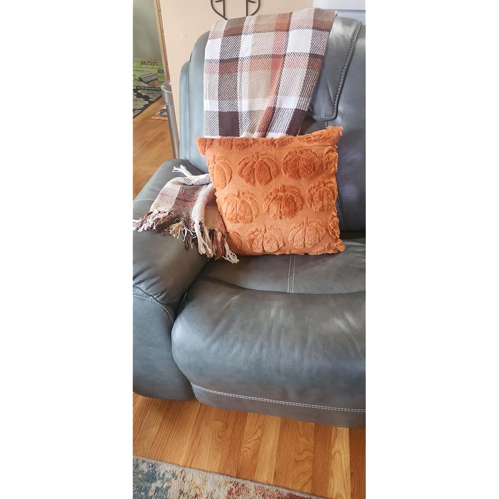 Fall Pillow Covers 18x18 2Pcs Rust Pumpkin Fall Decorations for Home