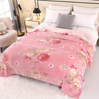 A Romantic, Comfortable, And Beautiful Snowflake Fleece Blanket with Peony Pattern That Is Beautiful And Timeless, Suitable for All Seasons
