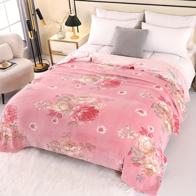 A Romantic, Comfortable, And Beautiful Snowflake Fleece Blanket with Peony Pattern That Is Beautiful And Timeless, Suitable for All Seasons
