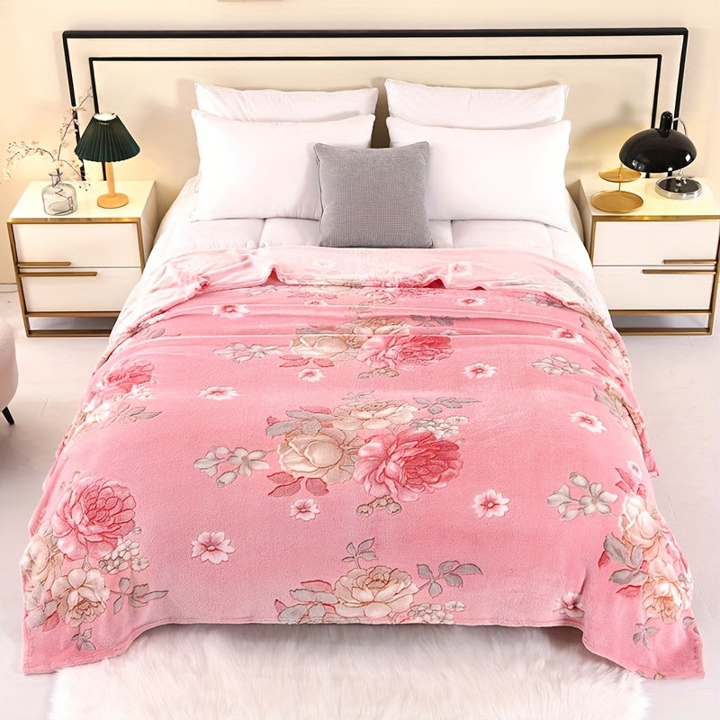 A Romantic, Comfortable, And Beautiful Snowflake Fleece Blanket with Peony Pattern That Is Beautiful And Timeless, Suitable for All Seasons