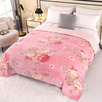 A Romantic, Comfortable, And Beautiful Snowflake Fleece Blanket with Peony Pattern That Is Beautiful And Timeless, Suitable for All Seasons
