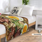 JOOCAR Instant Ramen Noodle Soup Beef Flavor Throw Blanket Fuzzy Plush Fleece Funny Food Blankets Soft Cozy Microfiber Flannel Travel Blanket for Couch Bed All Season Home Decor